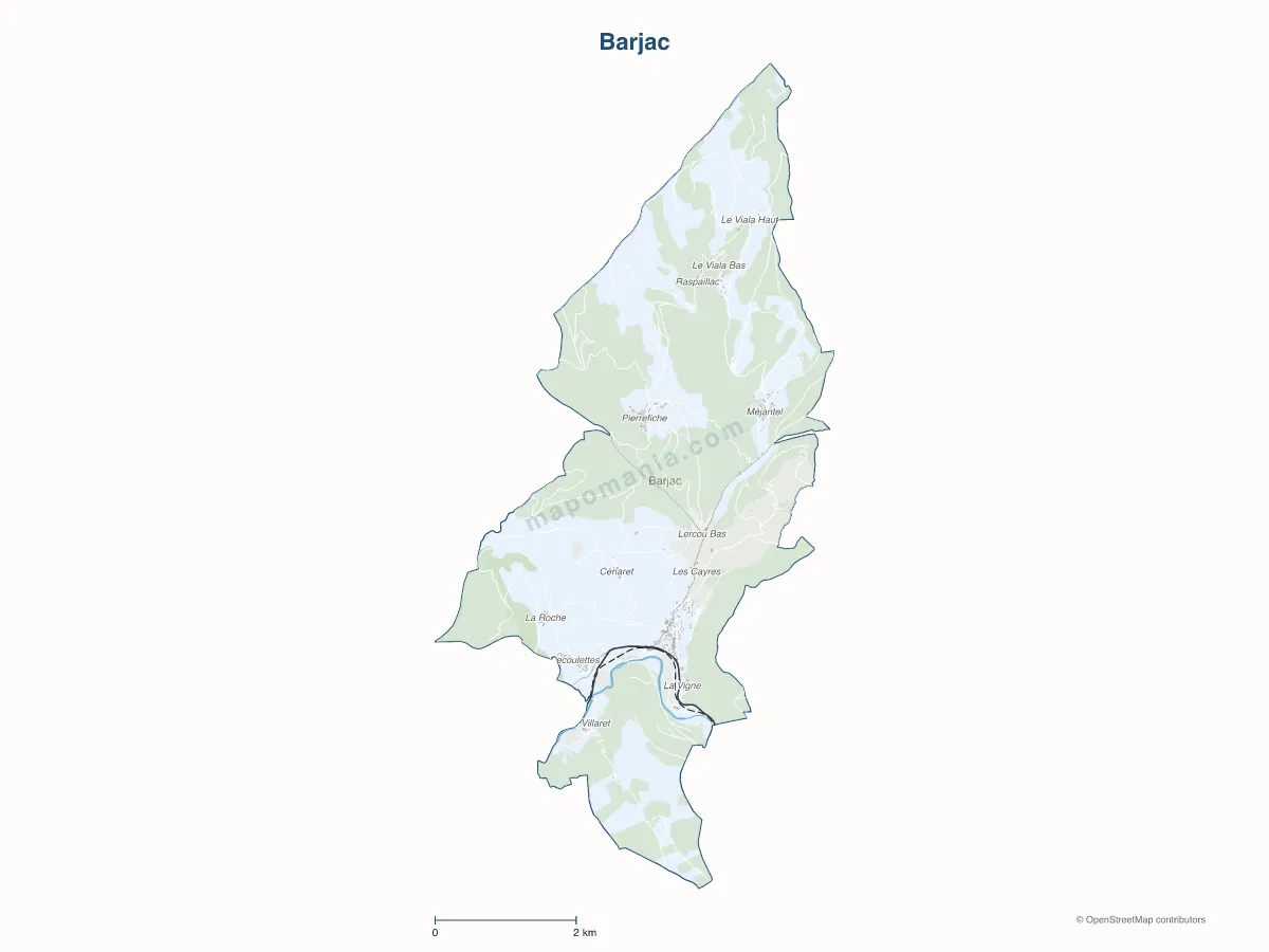 Carte de Barjac à personnaliser