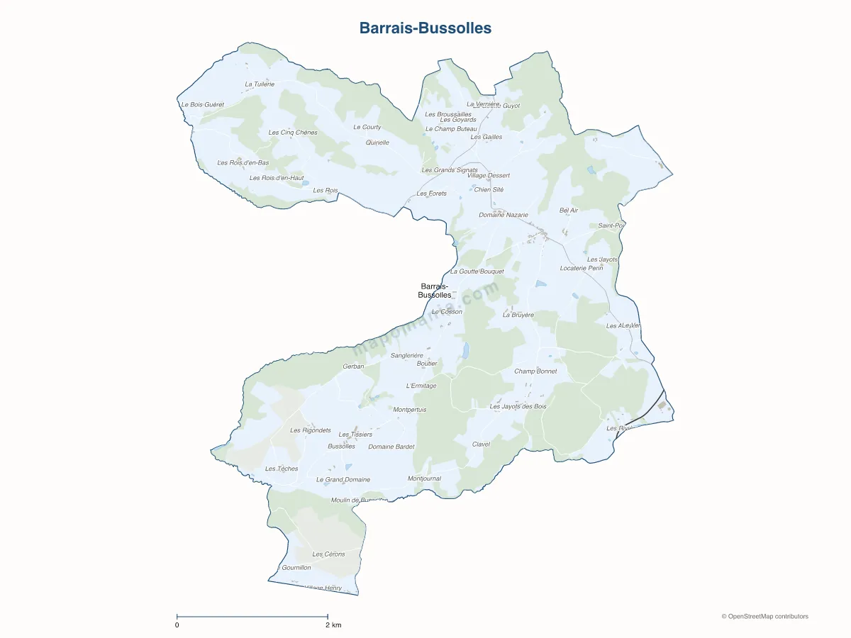 Carte de Barrais-Bussolles à personnaliser