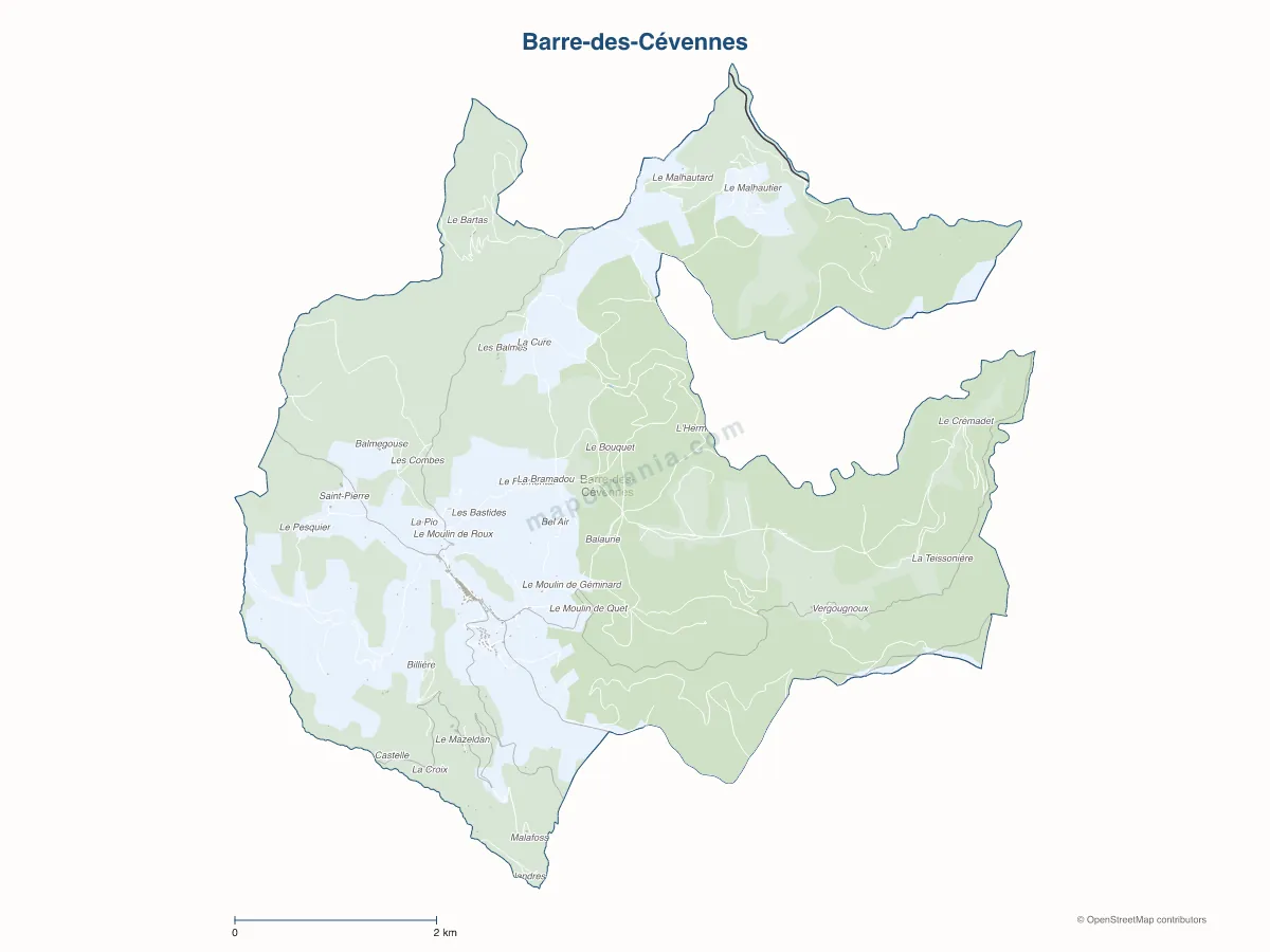 Carte de Barre-des-Cévennes à personnaliser