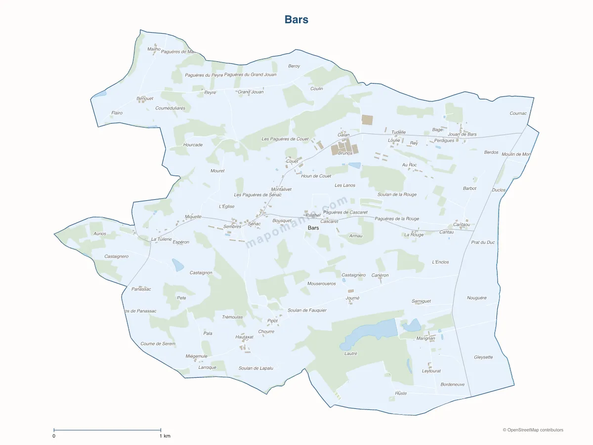 Carte de Bars à personnaliser