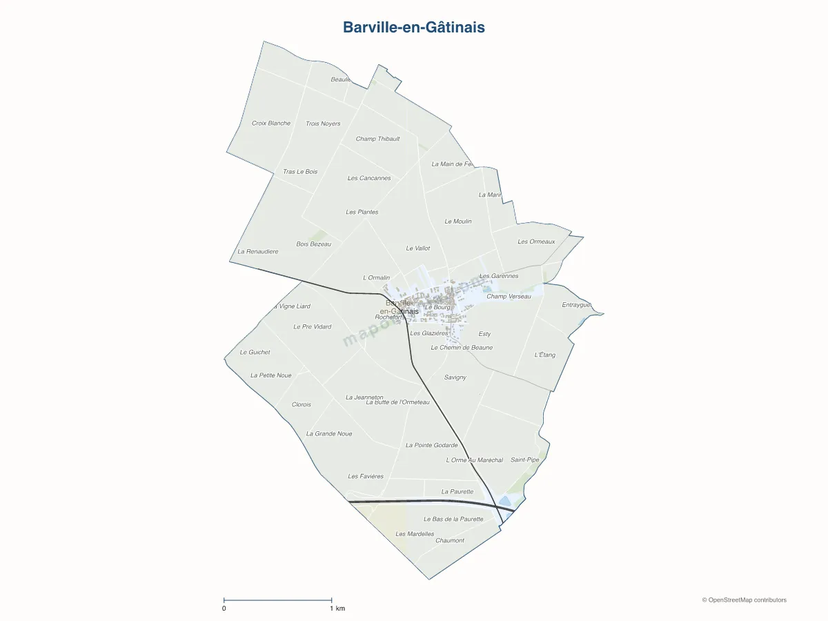 Carte de Barville-en-Gâtinais à personnaliser