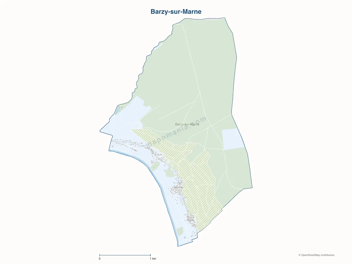 Carte de Barzy-sur-Marne à personnaliser