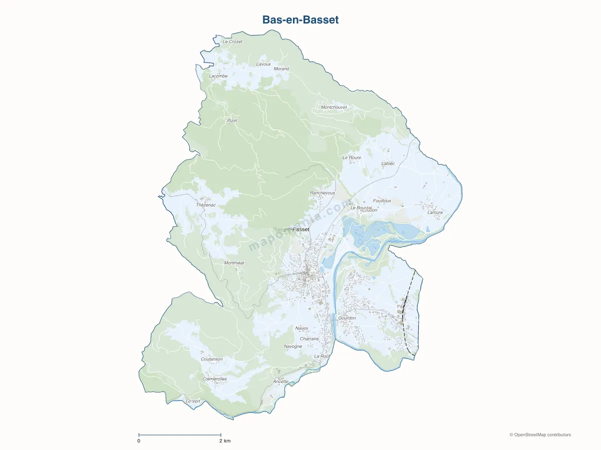 Carte de Bas-en-Basset à personnaliser
