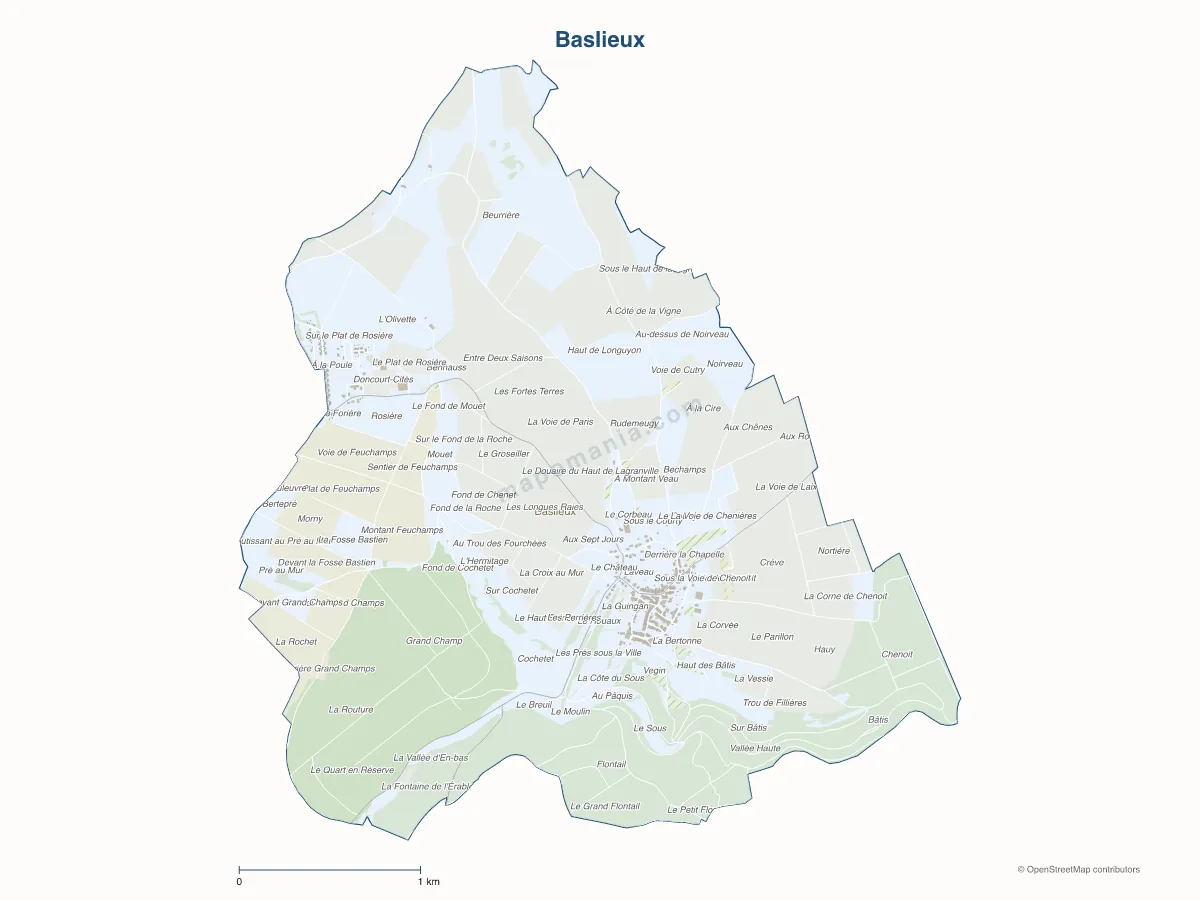 Carte de Baslieux à personnaliser