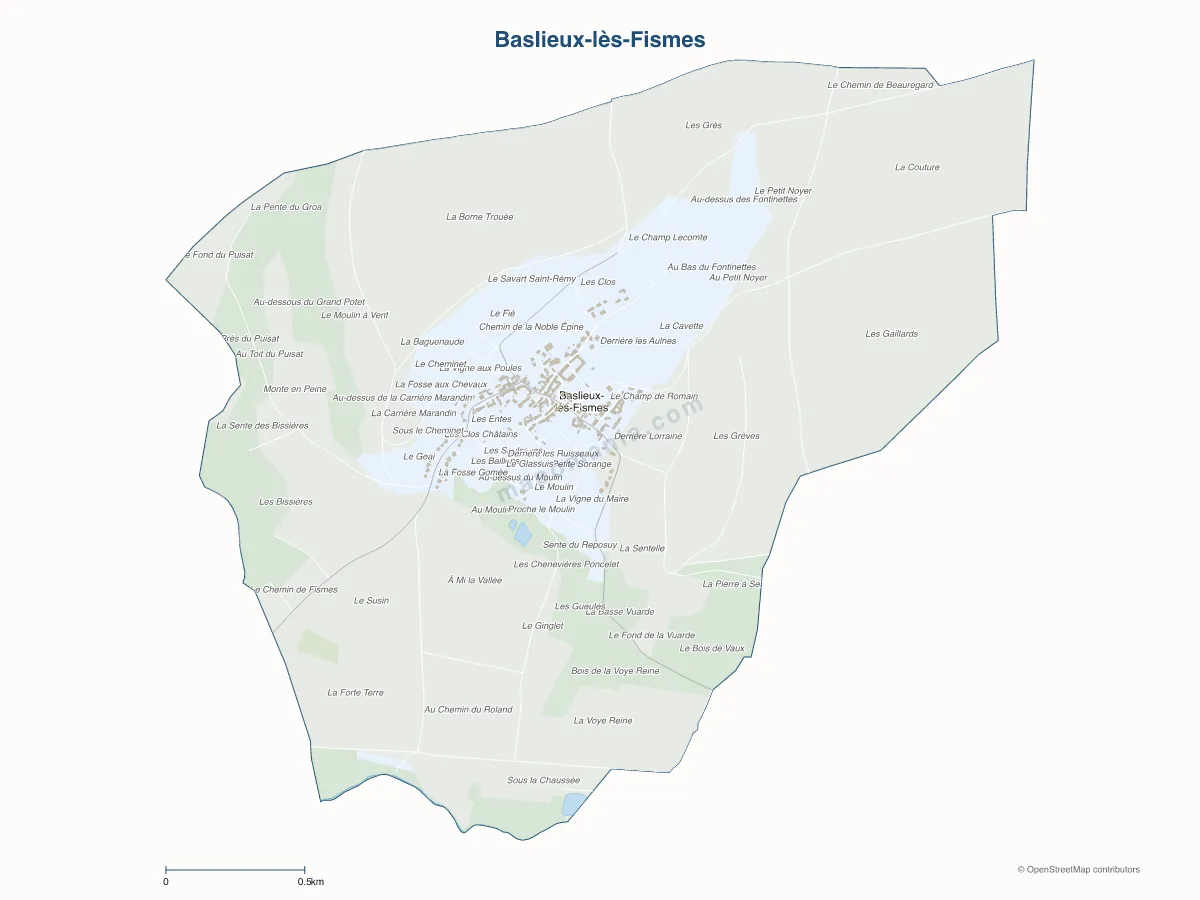 Carte de Baslieux-lès-Fismes à personnaliser