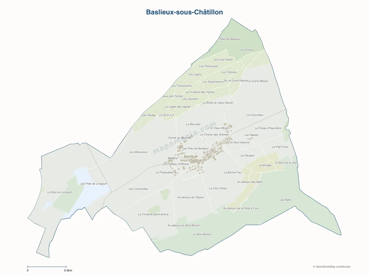 Carte de Baslieux-sous-Châtillon à personnaliser