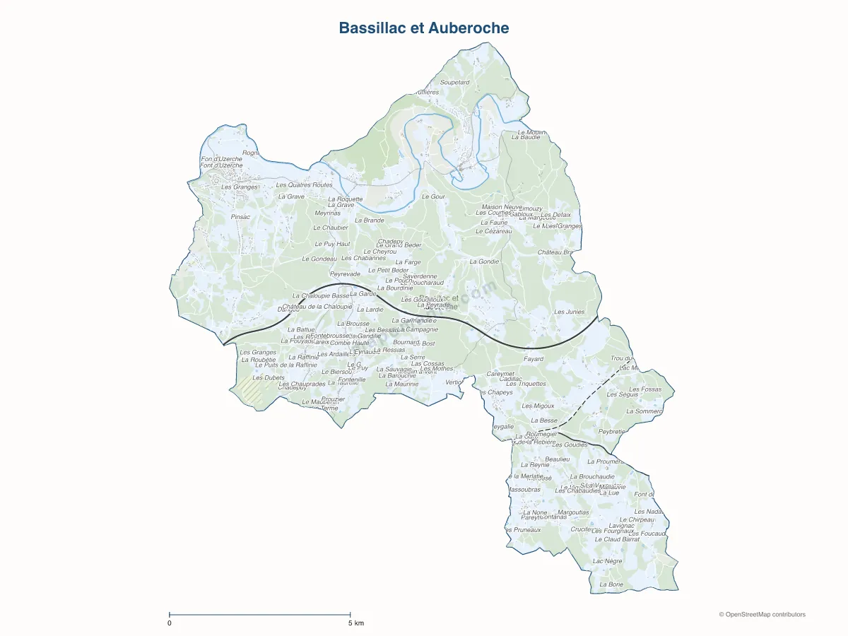 Carte de Bassillac et Auberoche à personnaliser