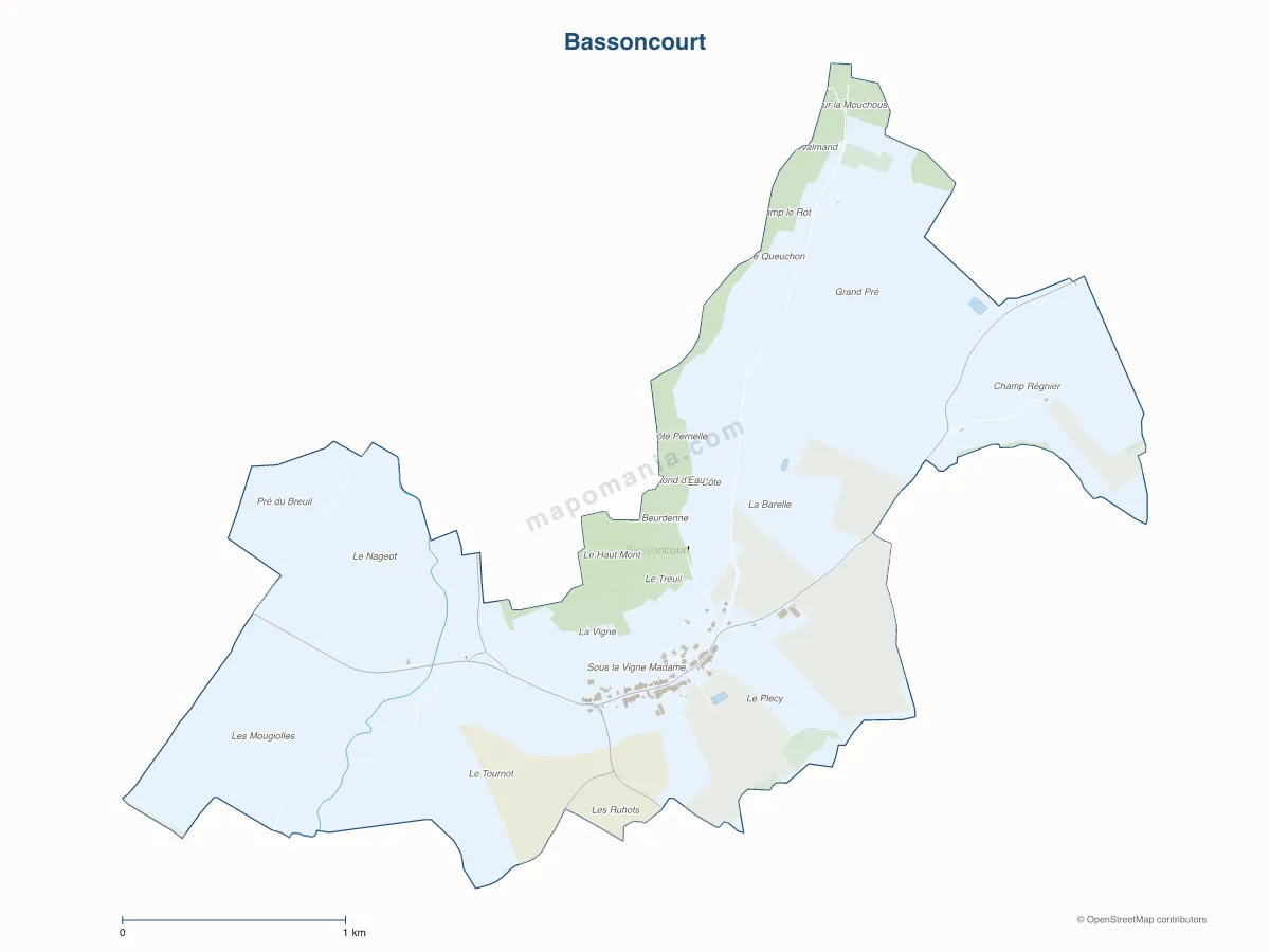 Carte de Bassoncourt à personnaliser