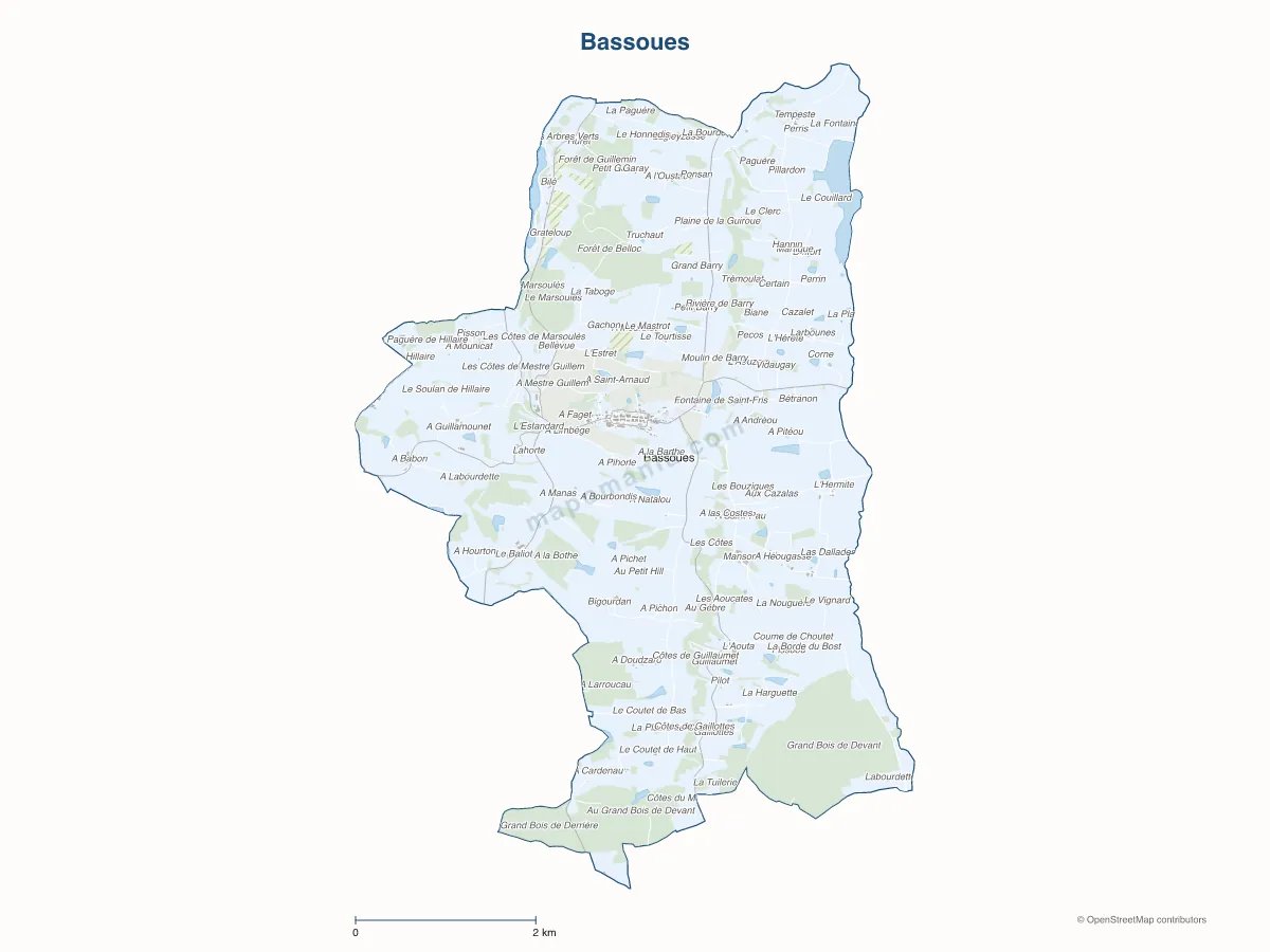 Carte de Bassoues à personnaliser