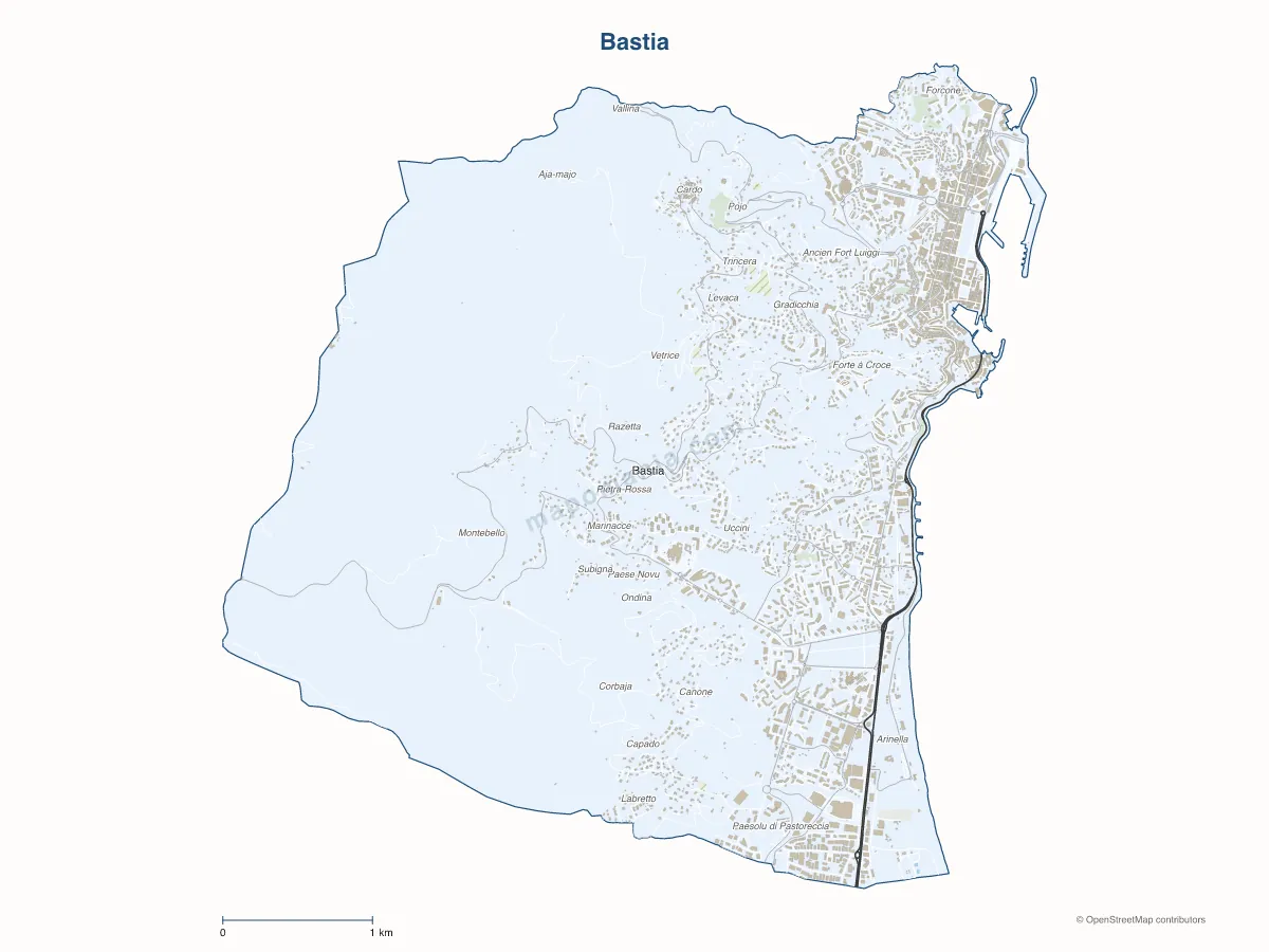 Carte de Bastia à personnaliser