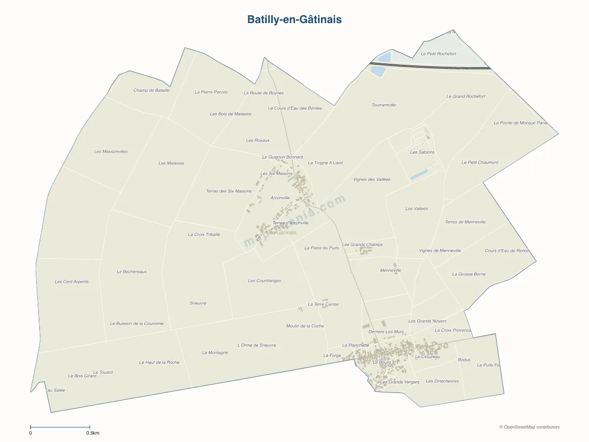 Carte de Batilly-en-Gâtinais à personnaliser