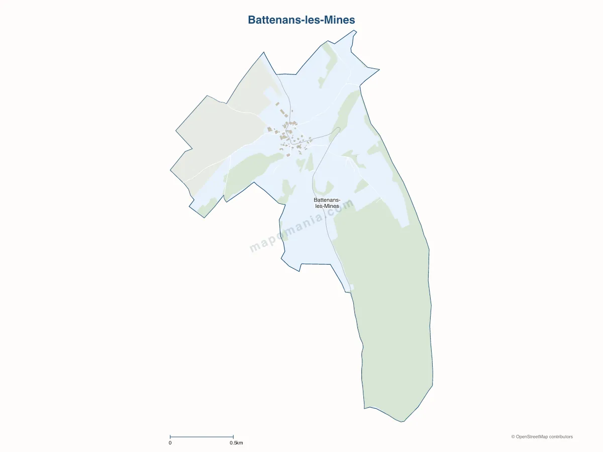 Carte de Battenans-les-Mines à personnaliser