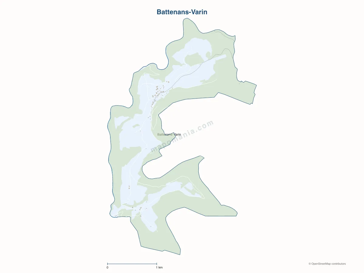 Carte de Battenans-Varin à personnaliser