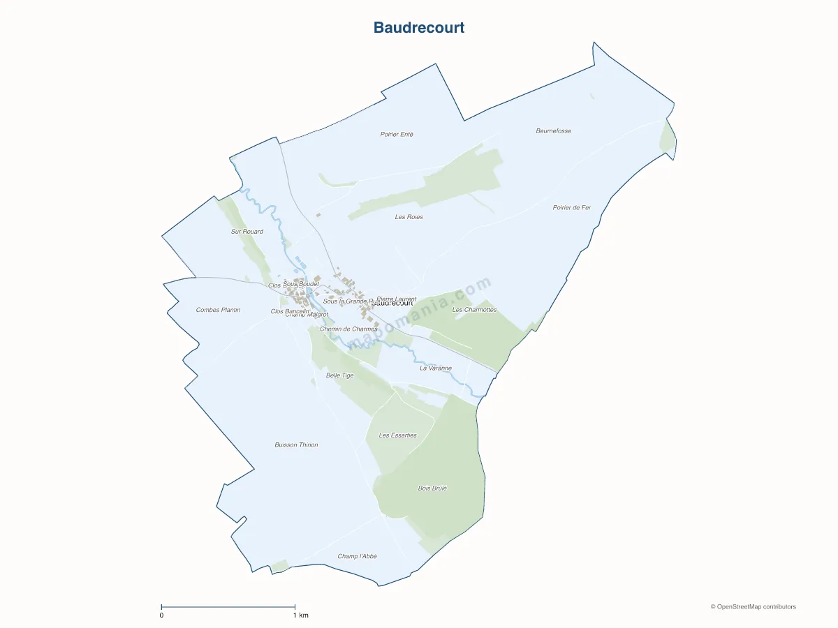 Carte de Baudrecourt à personnaliser