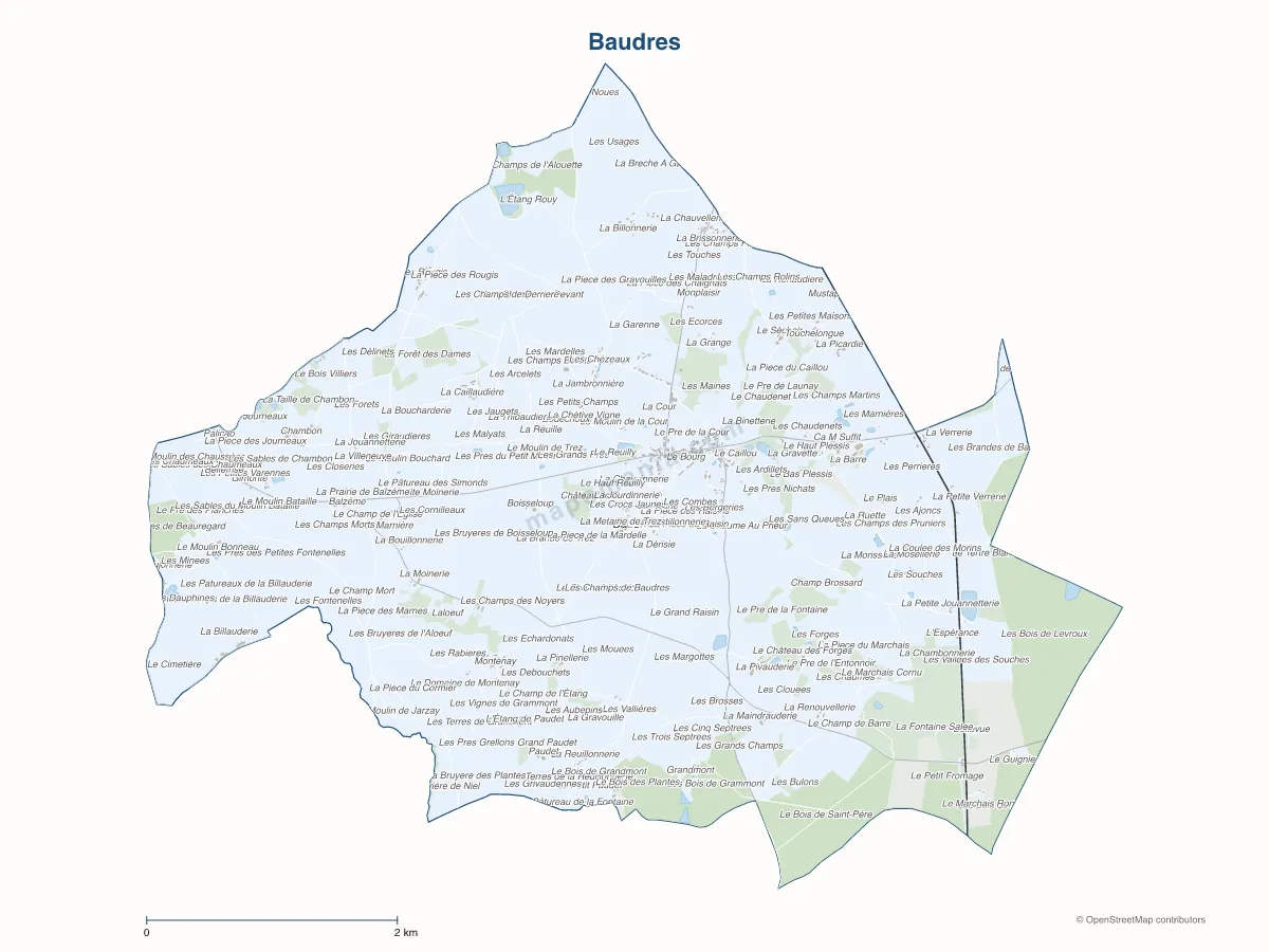 Carte de Baudres à personnaliser