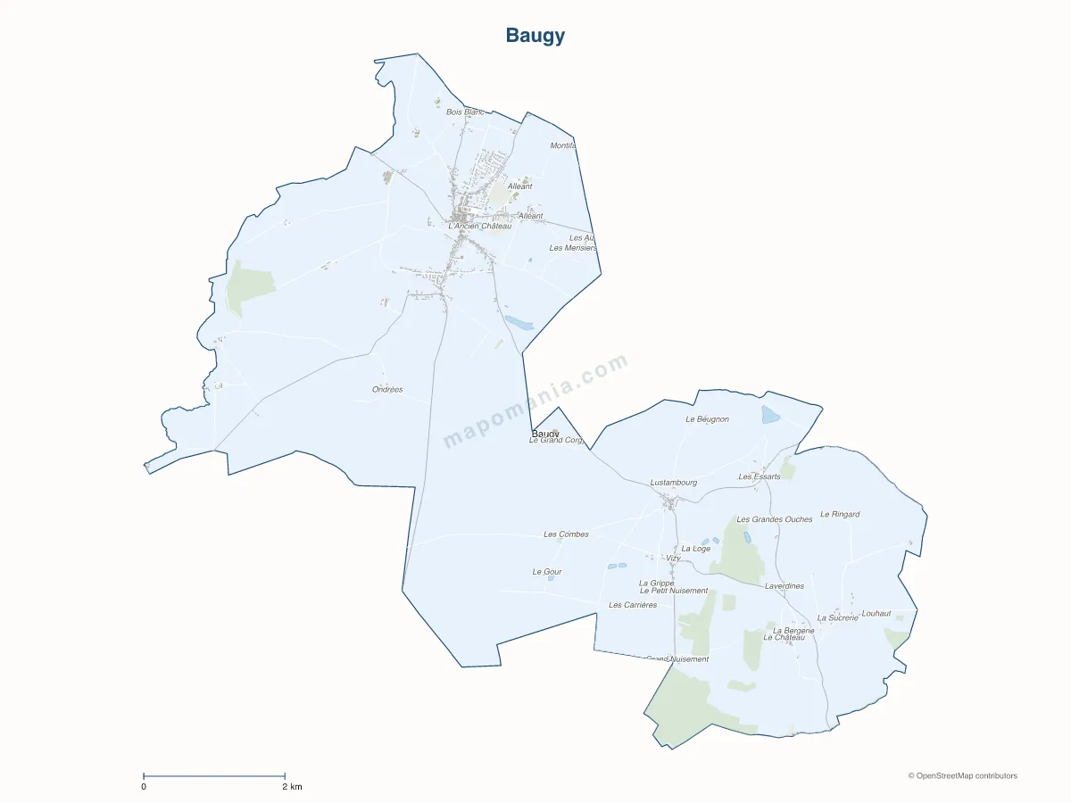 Carte de Baugy à personnaliser