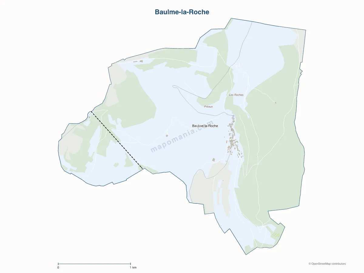 Carte de Baulme-la-Roche à personnaliser