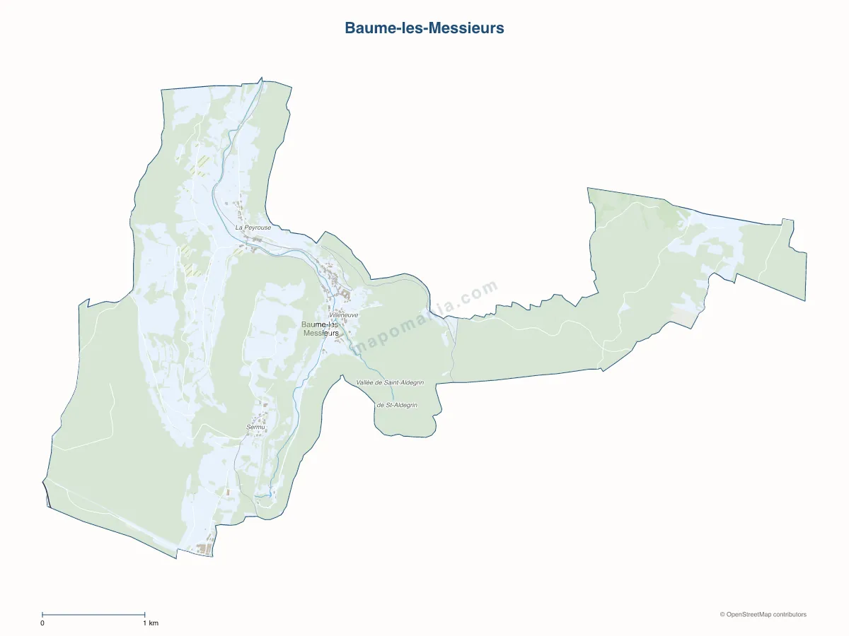 Carte de Baume-les-Messieurs à personnaliser