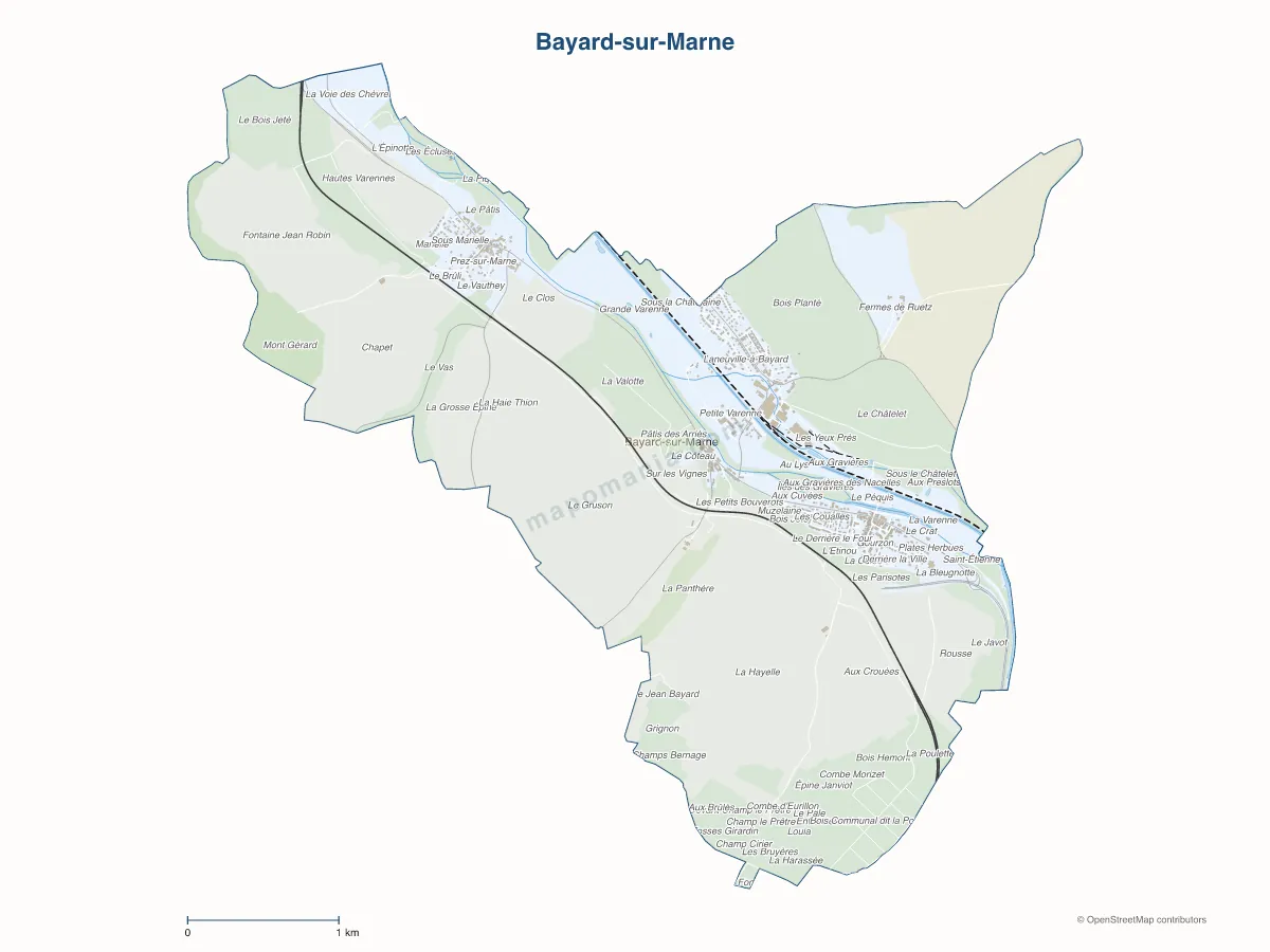 Carte de Bayard-sur-Marne à personnaliser