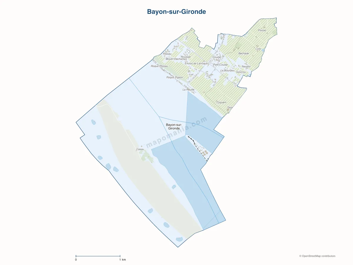 Carte de Bayon-sur-Gironde à personnaliser