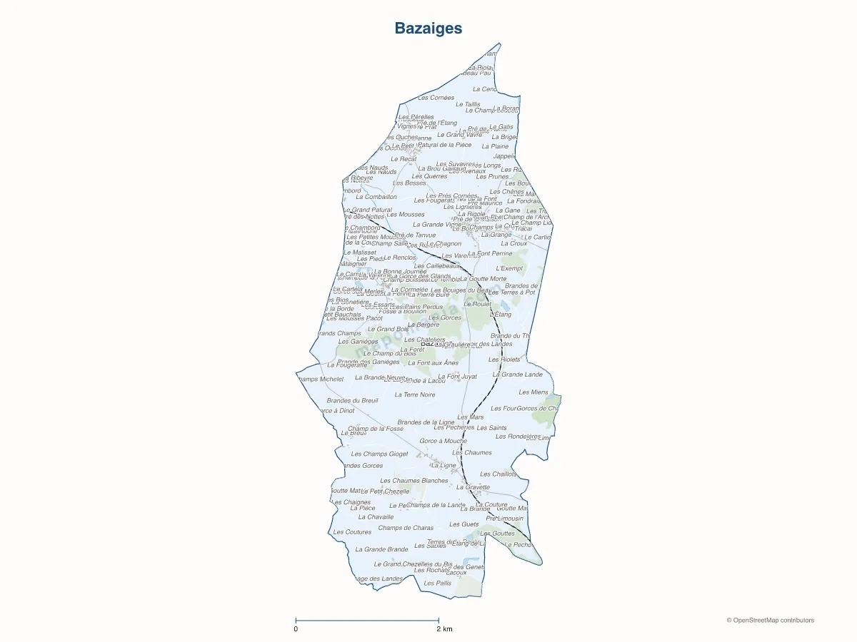 Carte de Bazaiges à personnaliser