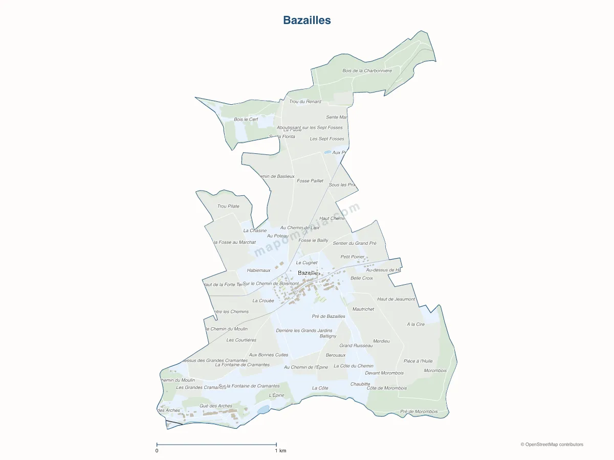 Carte de Bazailles à personnaliser