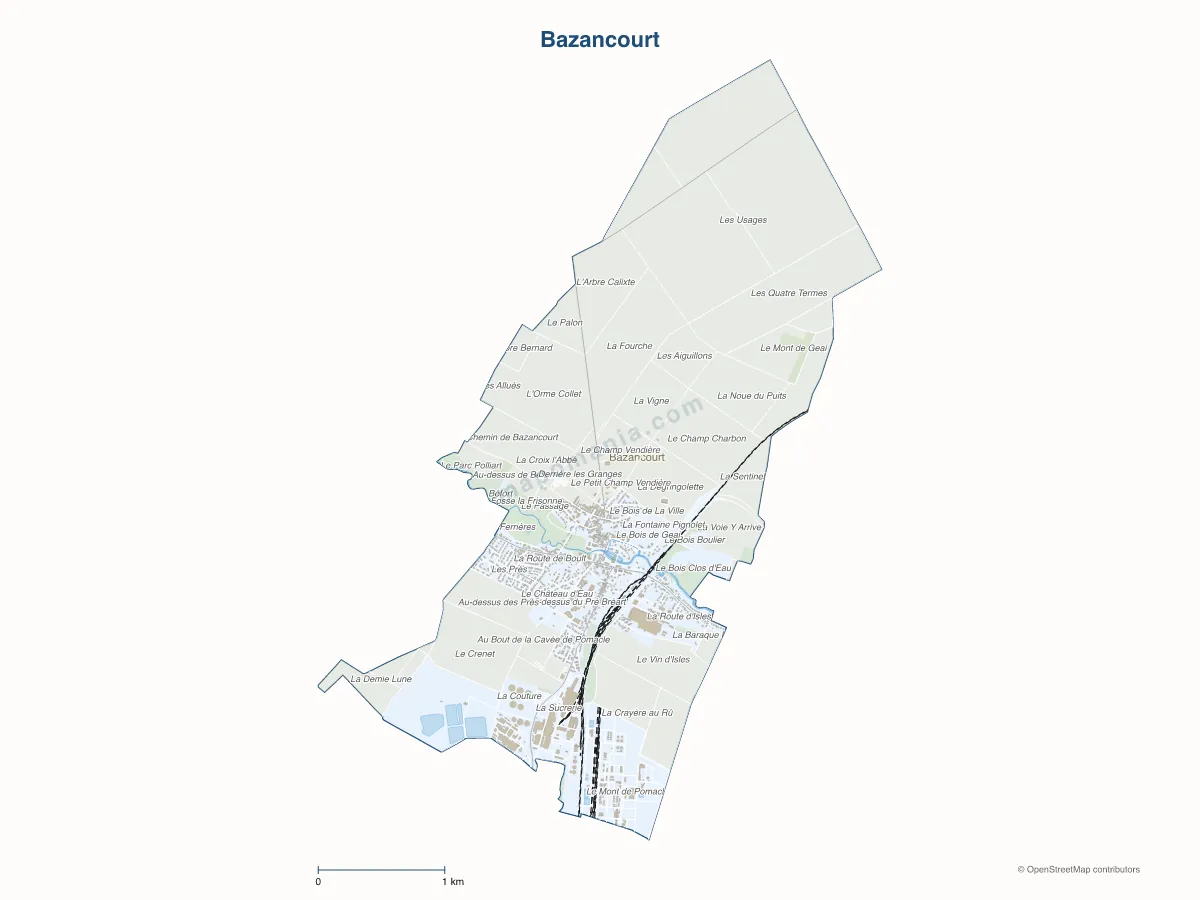 Carte de Bazancourt à personnaliser