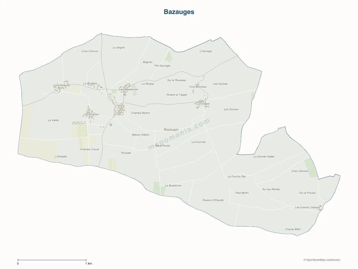 Carte de Bazauges à personnaliser