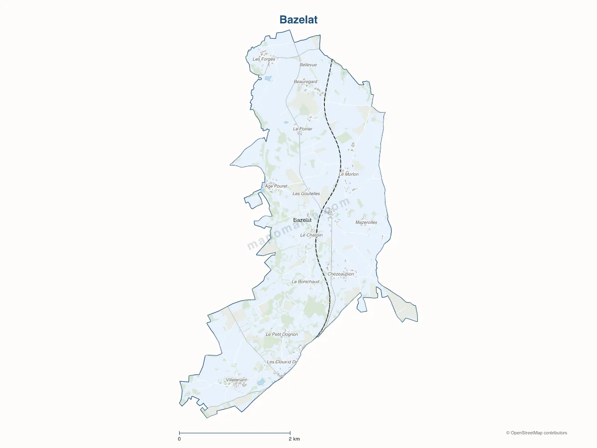 Carte de Bazelat à personnaliser