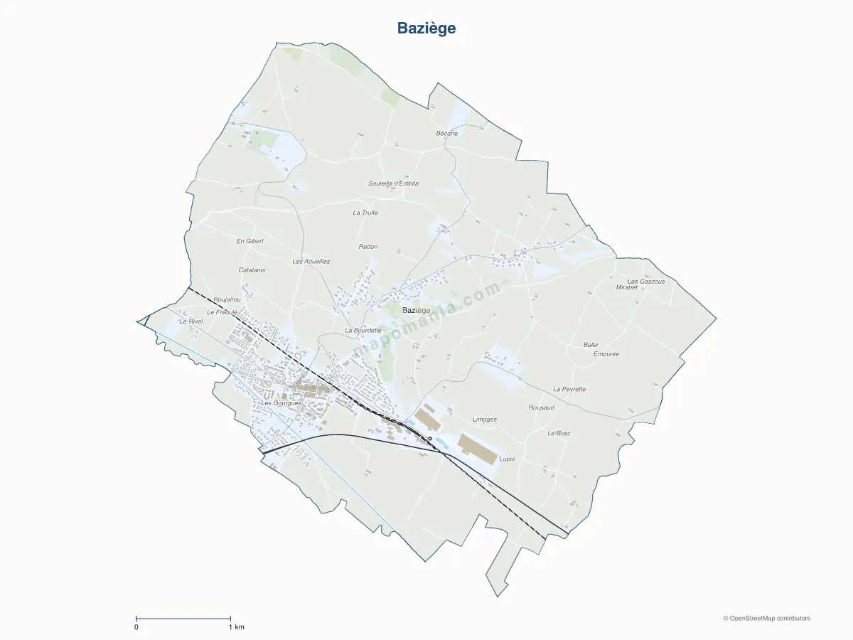 Carte de Baziège à personnaliser