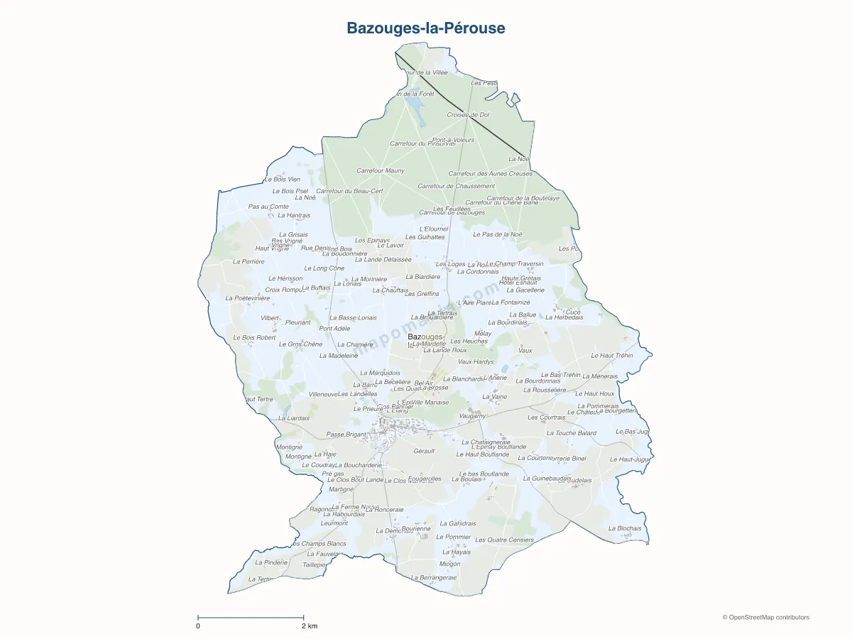 Carte de Bazouges-la-Pérouse à personnaliser