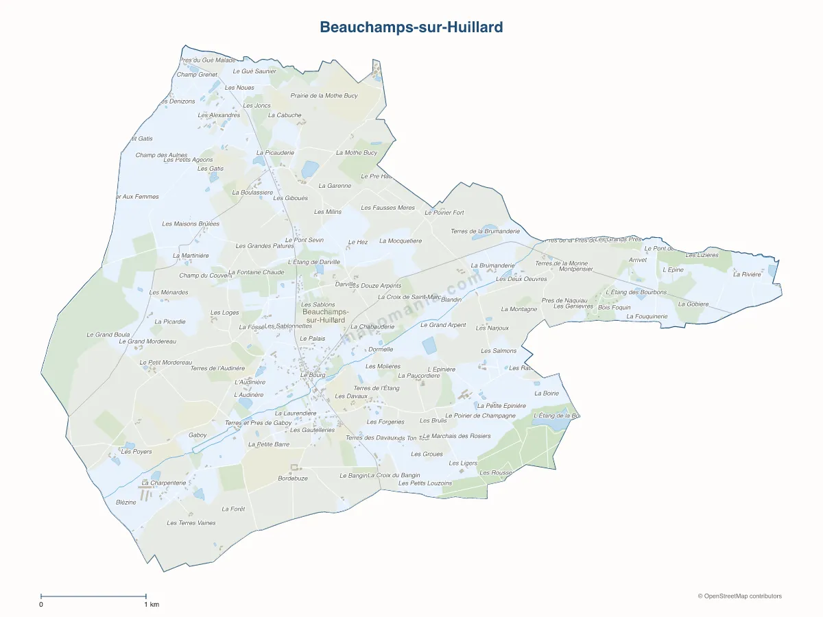 Carte de Beauchamps-sur-Huillard à personnaliser