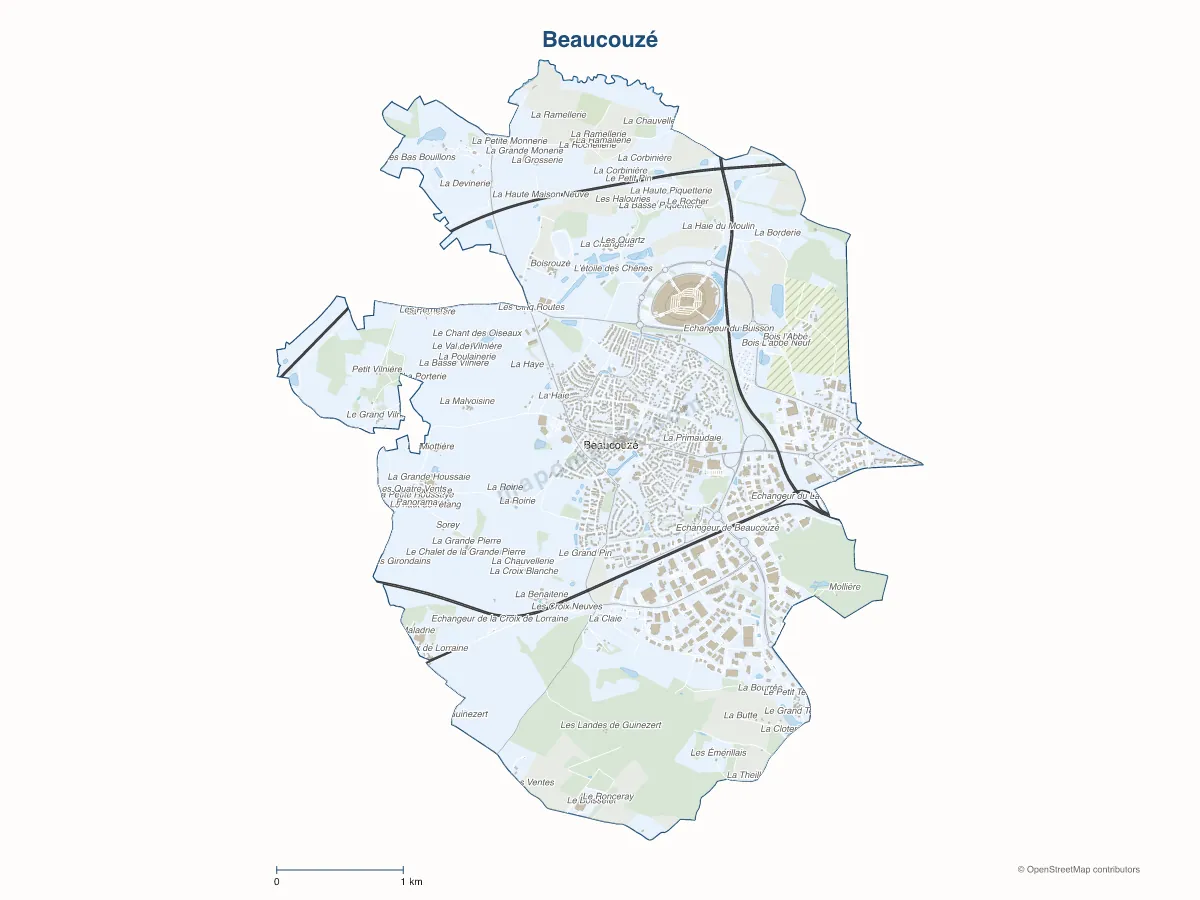 Carte de Beaucouzé à personnaliser