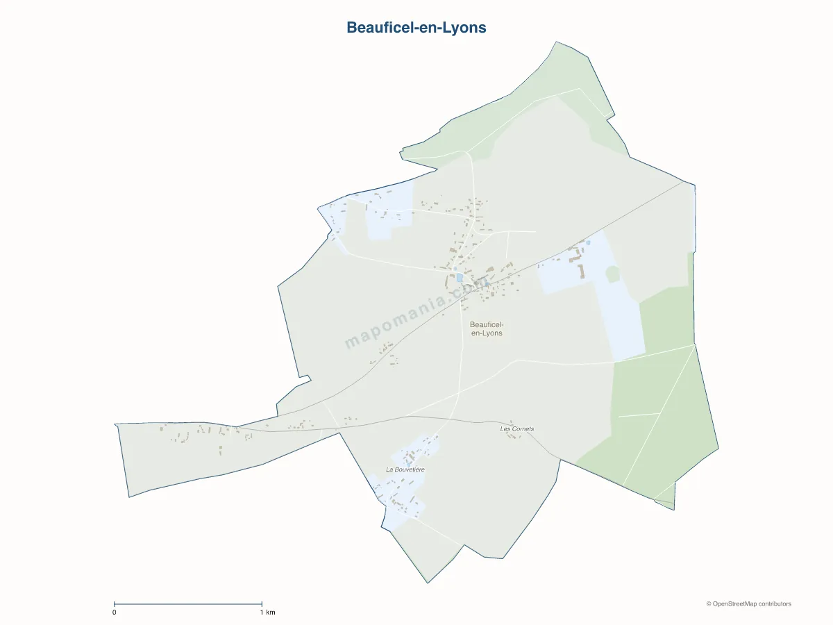 Carte de Beauficel-en-Lyons à personnaliser