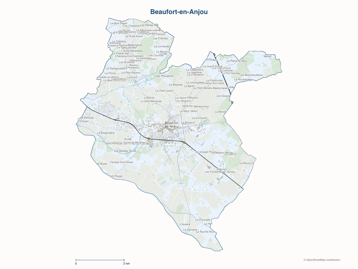 Carte de Beaufort-en-Anjou à personnaliser