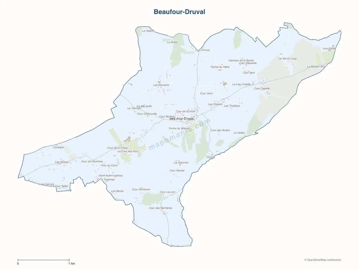 Carte de Beaufour-Druval à personnaliser