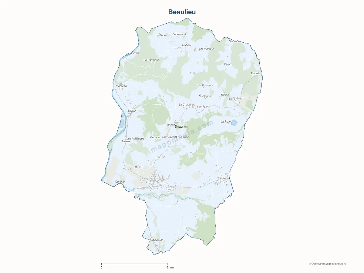 Carte de Beaulieu à personnaliser