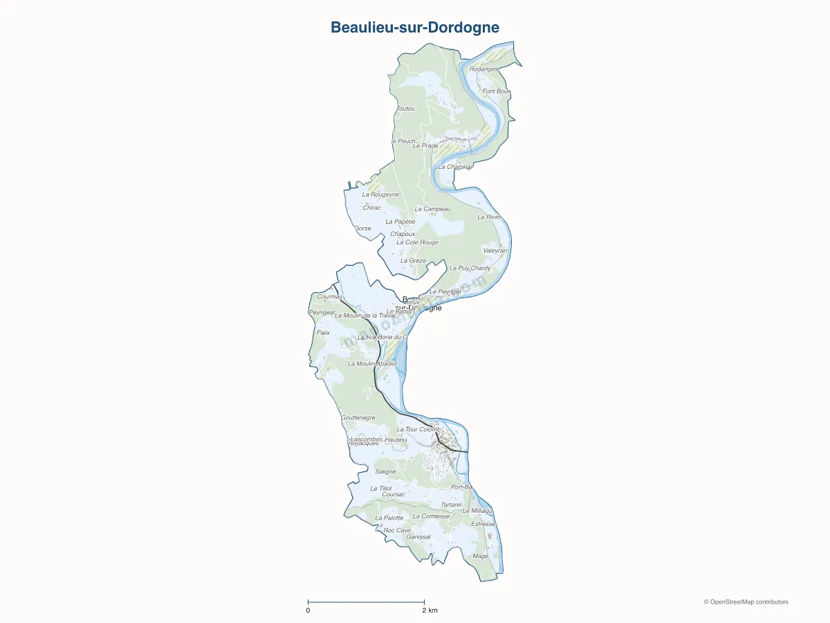 Carte de Beaulieu-sur-Dordogne à personnaliser