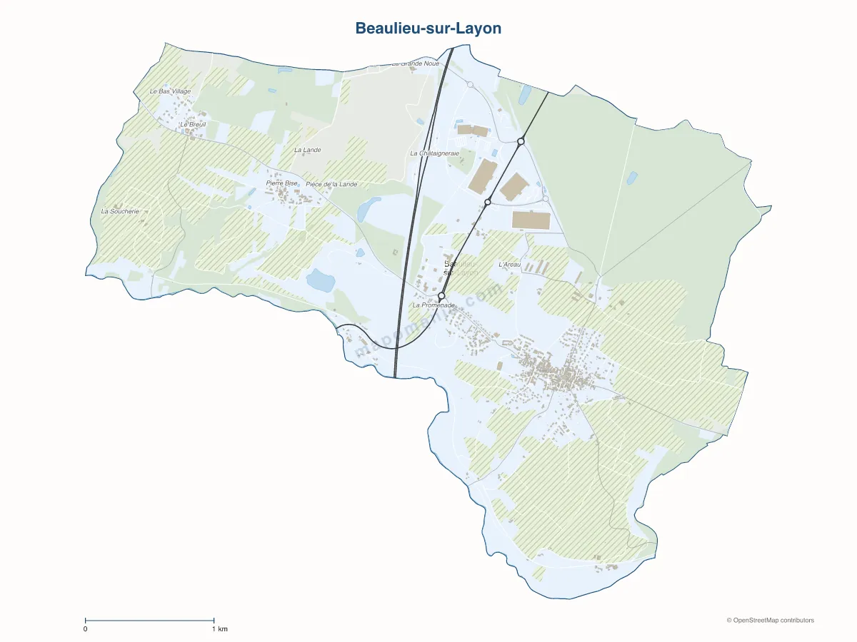 Carte de Beaulieu-sur-Layon à personnaliser