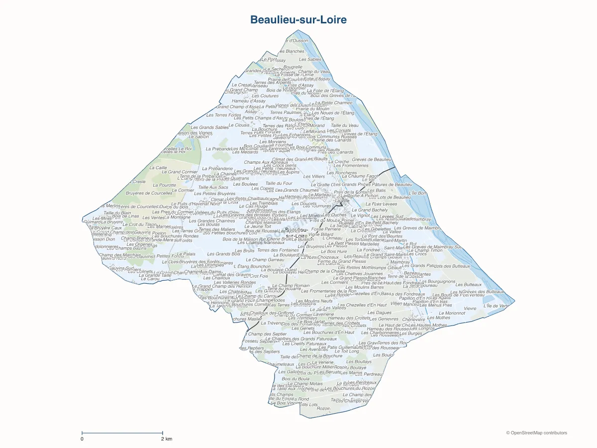 Carte de Beaulieu-sur-Loire à personnaliser