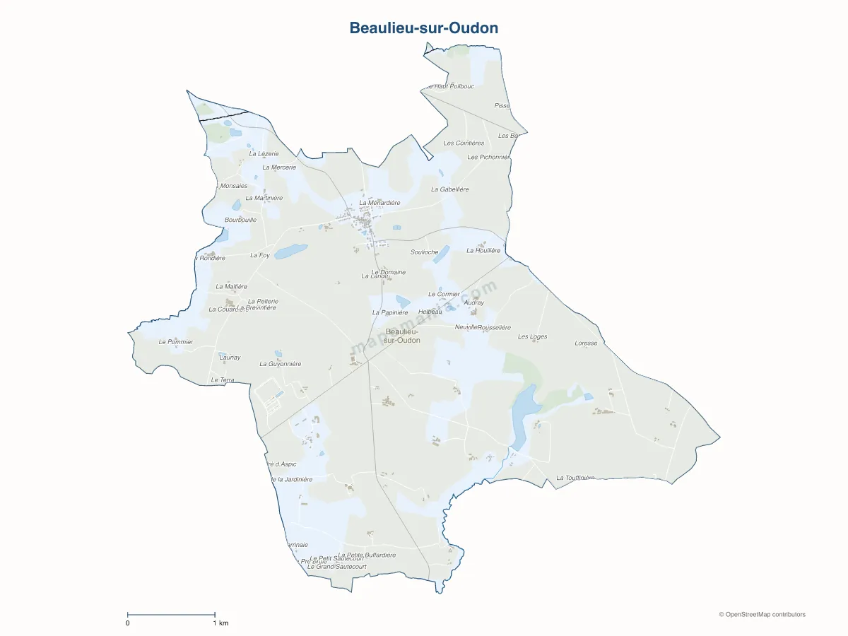 Carte de Beaulieu-sur-Oudon à personnaliser