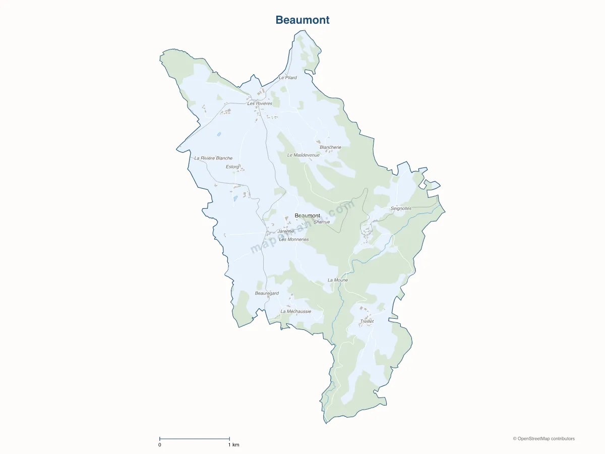 Carte de Beaumont à personnaliser