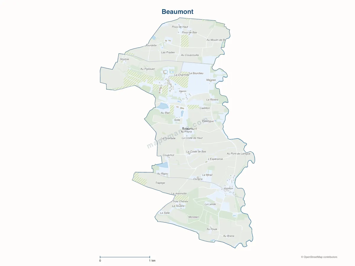 Carte de Beaumont à personnaliser