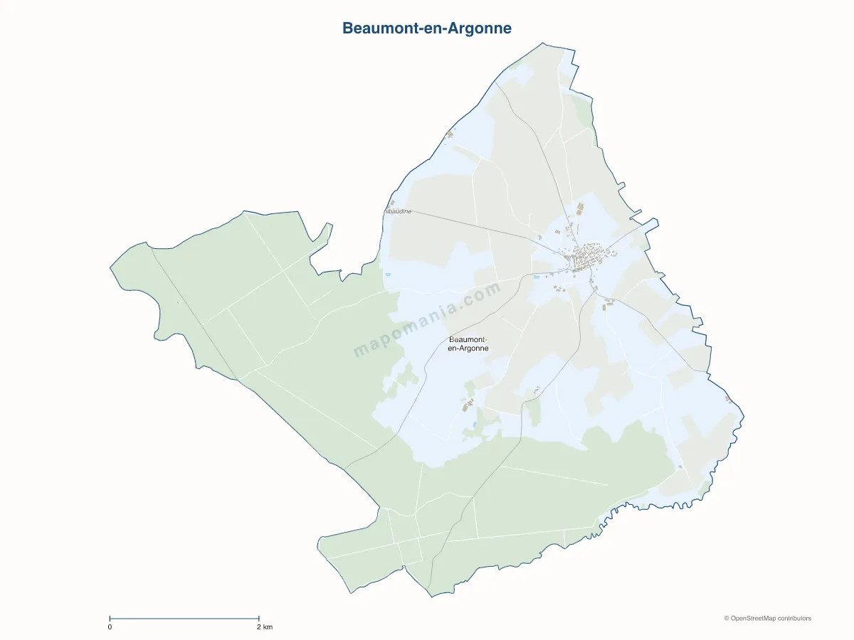 Carte de Beaumont-en-Argonne à personnaliser