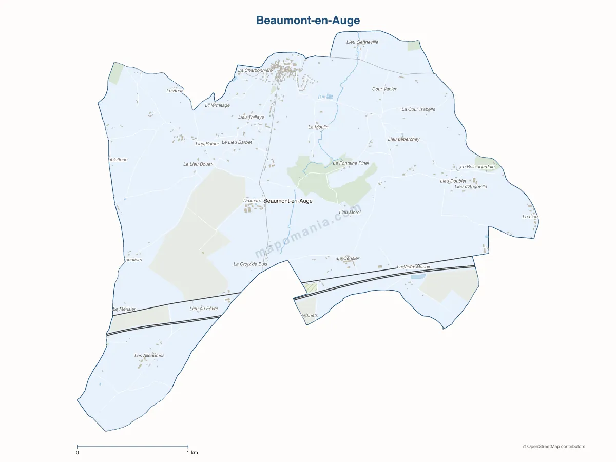Carte de Beaumont-en-Auge à personnaliser