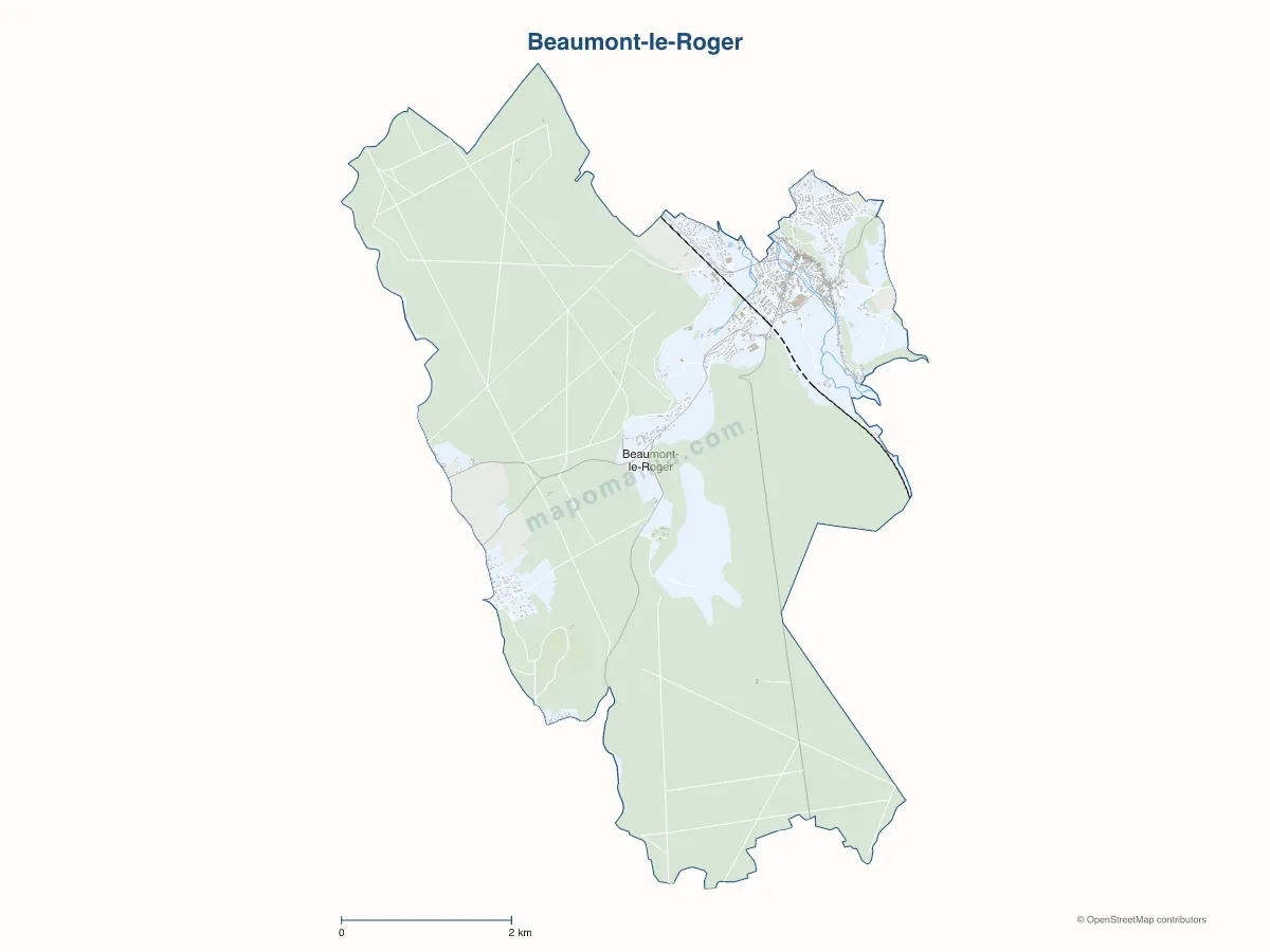 Carte de Beaumont-le-Roger à personnaliser