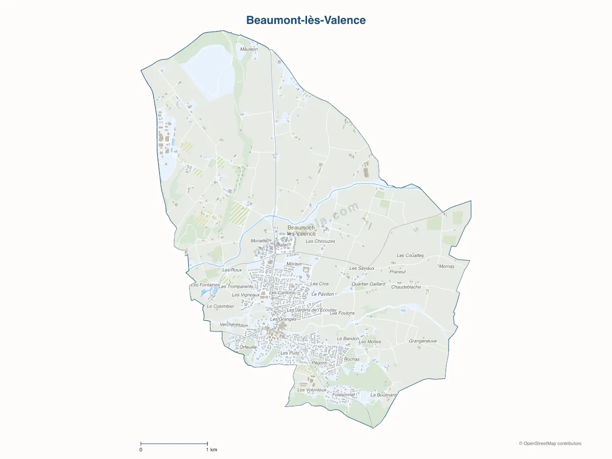 Carte de Beaumont-lès-Valence à personnaliser