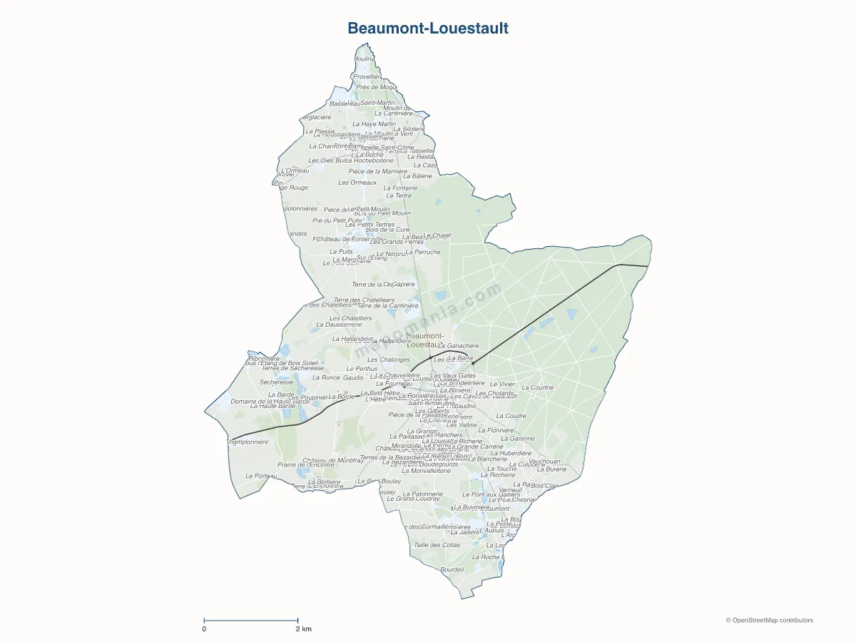 Carte de Beaumont-Louestault à personnaliser