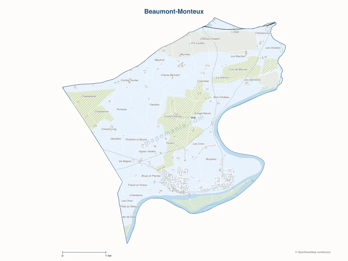 Carte de Beaumont-Monteux à personnaliser