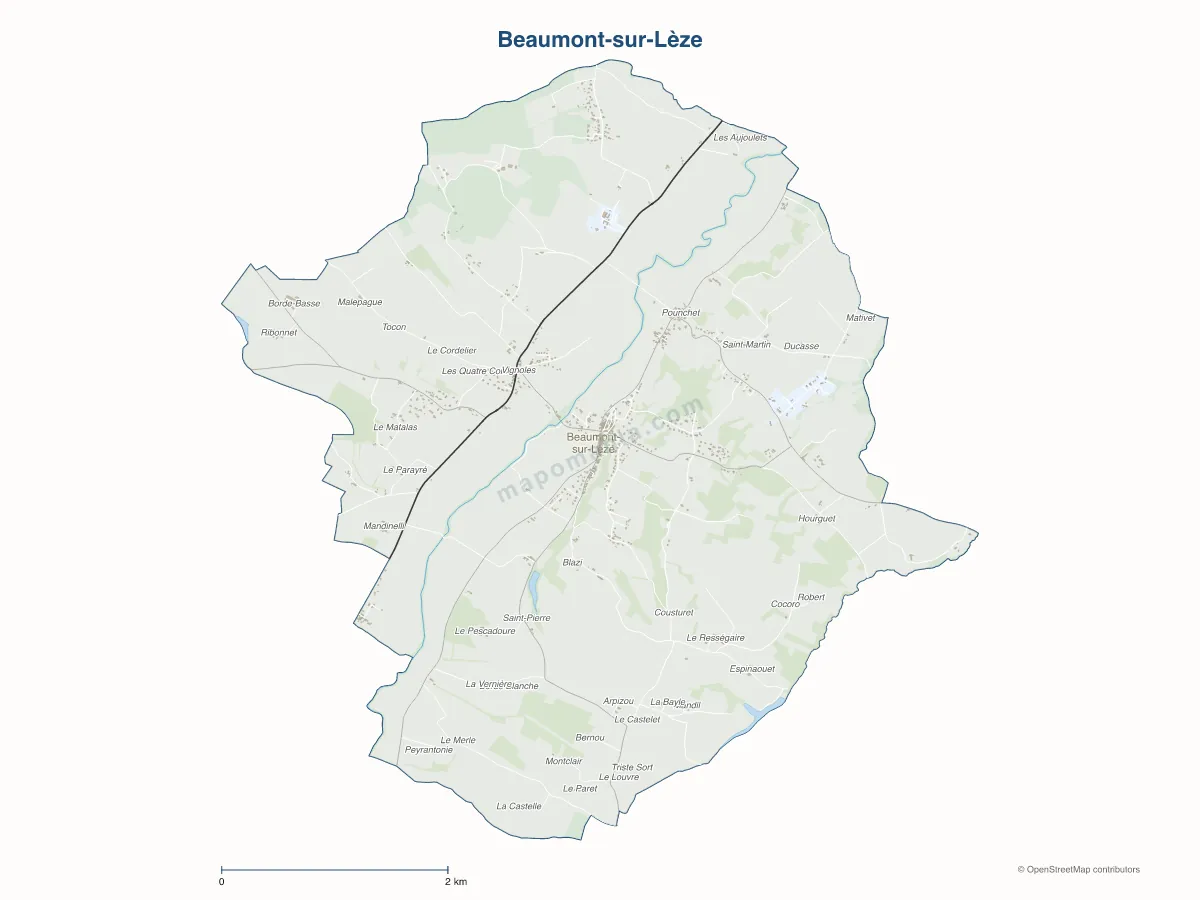Carte de Beaumont-sur-Lèze à personnaliser